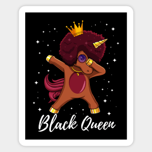 Dabbing Unicorn Afro Girl Proud Black Queen Sticker